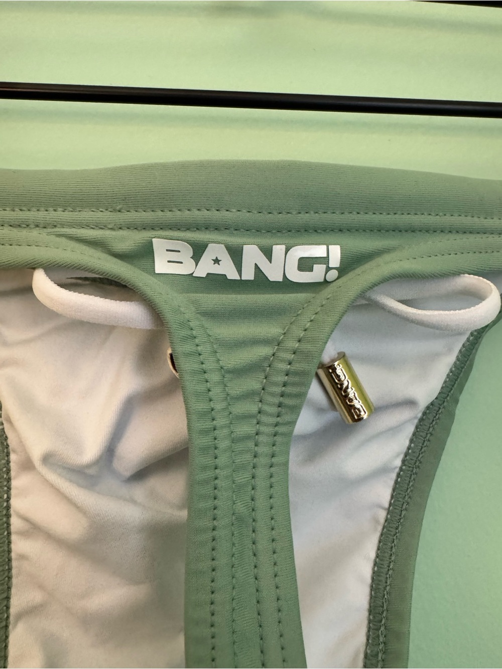 Men's BANG! Miami Swim Thong in Cabana Green - Size Medium (31-32) - Picture 3 of 4